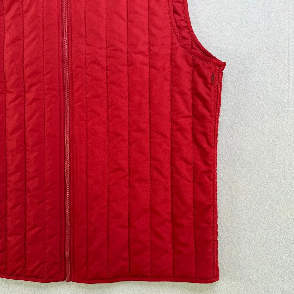 MICHAEL KORS Puffer Quilted Vest Red Full Zip Sleeveless Jacket Mens‎ Size M